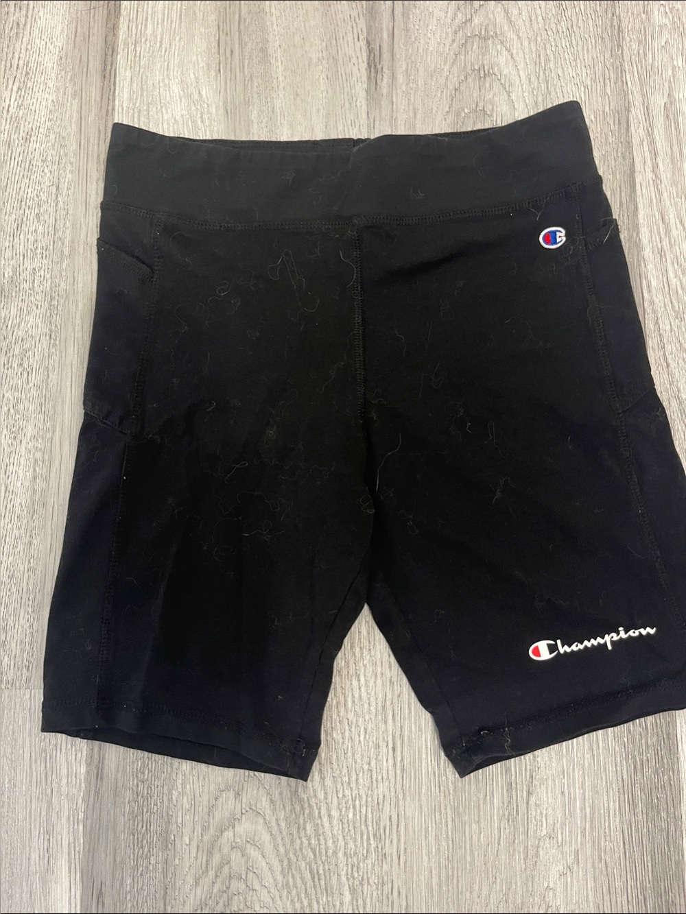 Champion Black Performance Bike Shorts with Logo